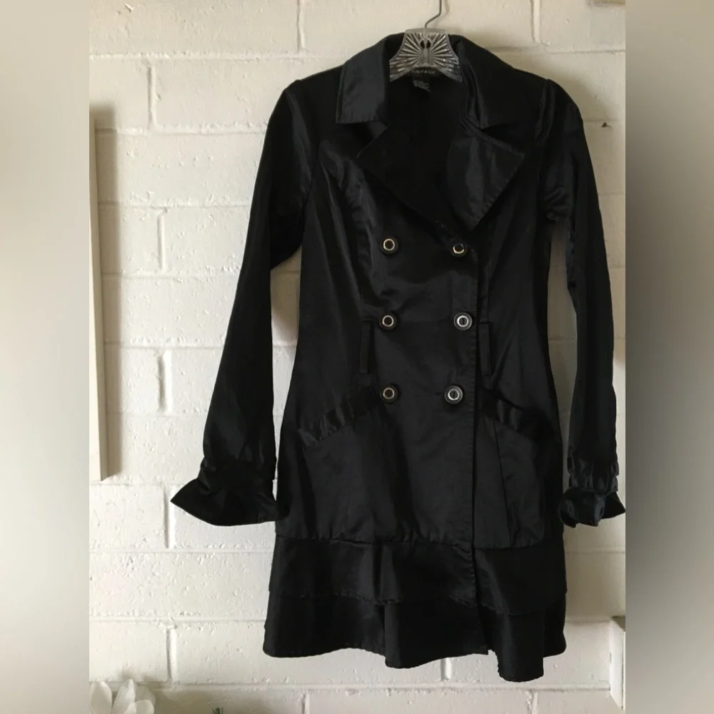 Rampage Elegant Black Double-Breasted Women's Coat - Picture 3 of 14